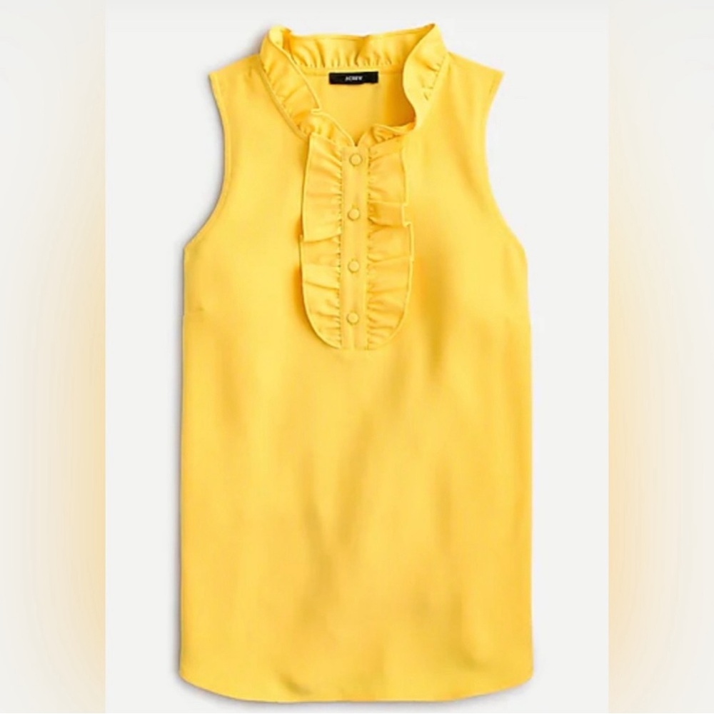 J.Crew Ruffled sleeveless top in 365 crepe - Yellow / Maize 🐥🍋☀️